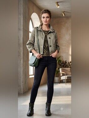 ELLE cropped jacket, green, size medium